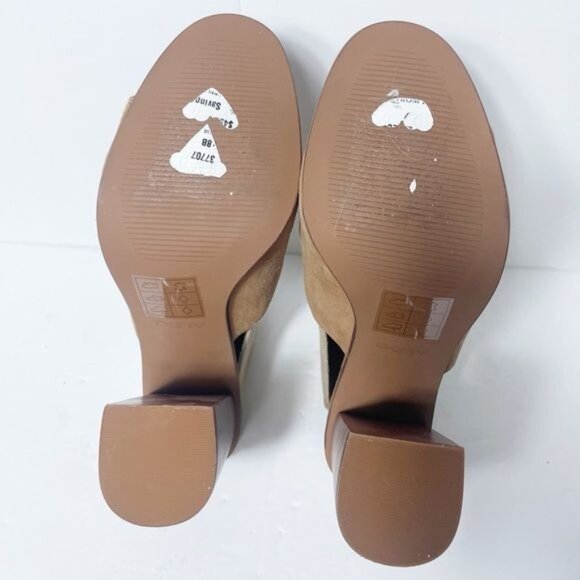 Aldo Legossa Brown Suede Leather Open Toe Mule Heels EU 38.5 US 8 Size - Picture 7 of 9